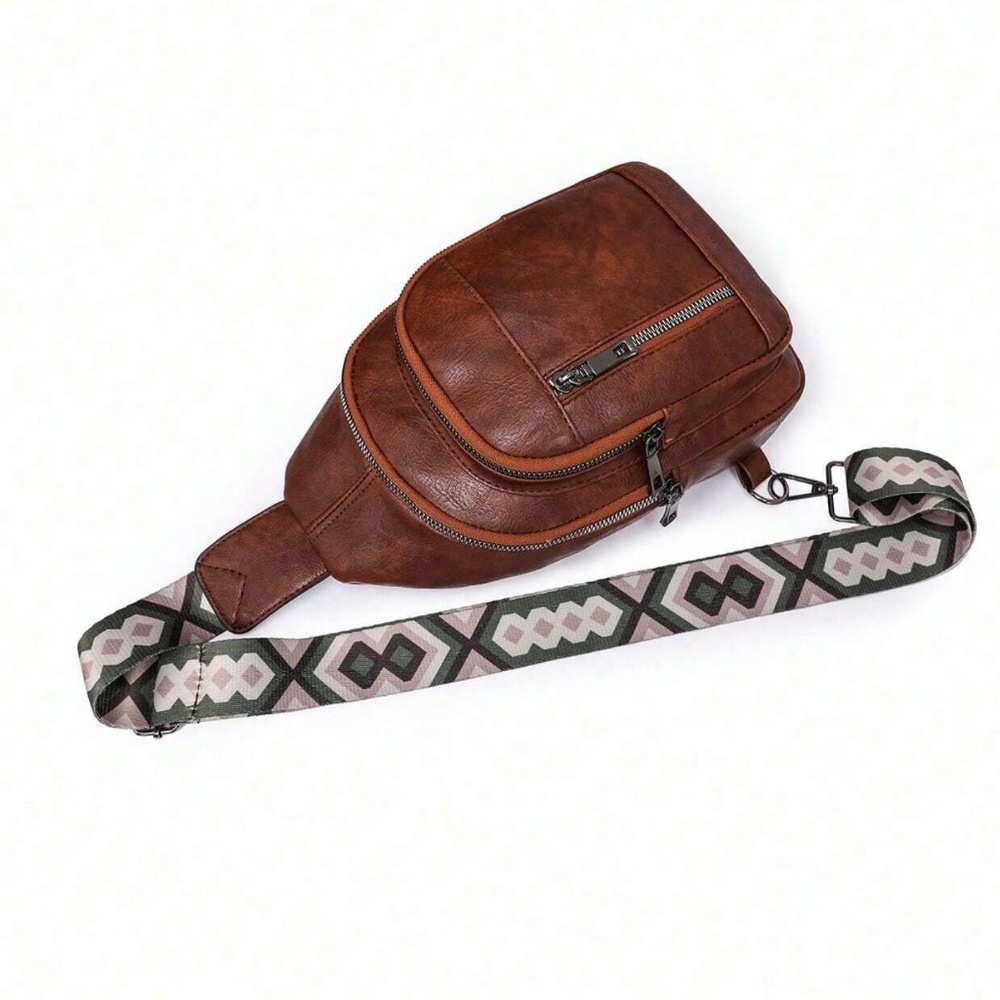Luxe Vegan Leather Zip up Crossbody Back Pack Bag - Picture 10 of 16